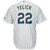 Christian Yelich Milwaukee Brewers Majestic Alternate Official Cool Base Player Jersey - White/Royal