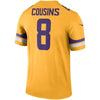 Kirk Cousins Minnesota Vikings Nike Inverted Legend Jersey - Gold