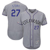 Trevor Story Colorado Rockies Majestic Road Collection Flex Base Player Jersey – Gray/White