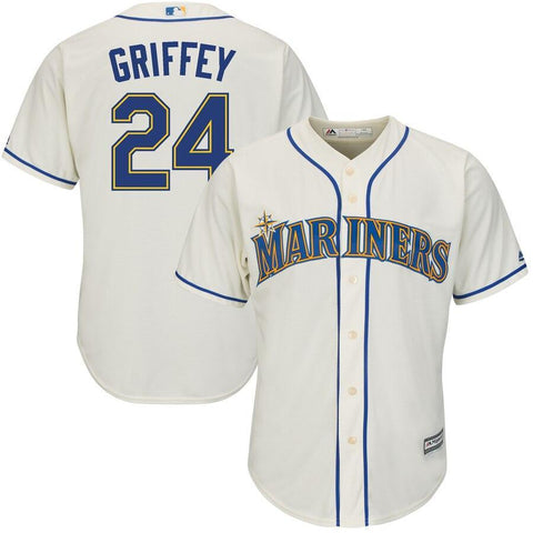 Ken Griffey Jr. Seattle Mariners Majestic Alternate Official Cool Base Replica Player Jersey - Cream